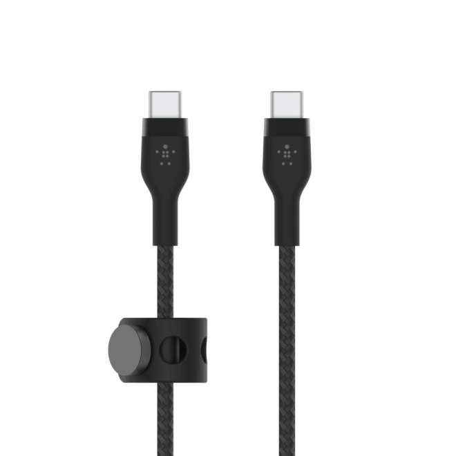 BoostCharge USB-C/USB-C opletený silikonový kabel 2 m, černý