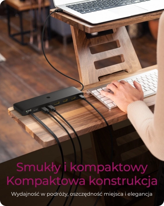 Mobilní dokovací stanice USB Type-C s trojitým výstupem videa