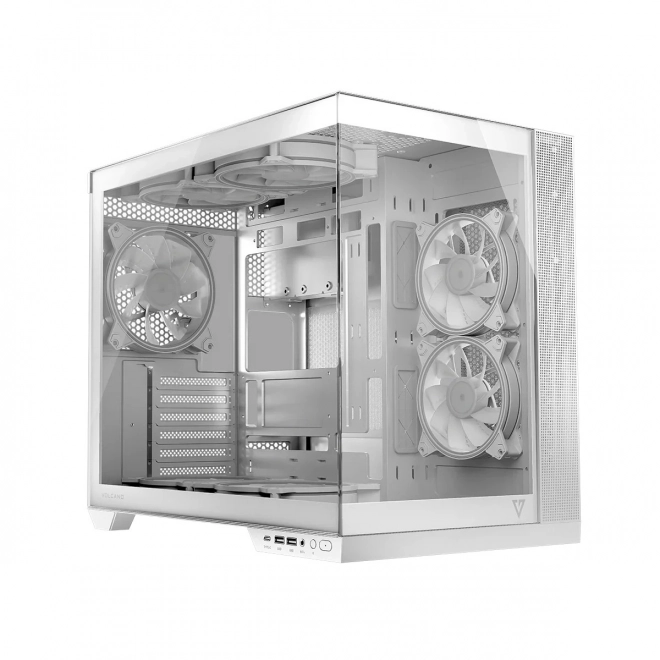Počítačová skříň VOLCANO Panorama Apex ARGB, 7× ARGB ventilátorů, bílá