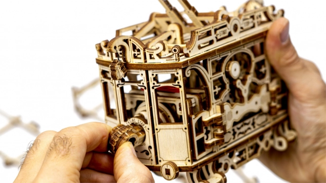 Dřevěné 3D puzzle - Tramvaj s kolejemi