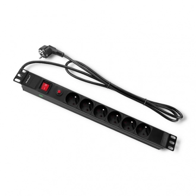 Napájecí lišta pro 19palcový rack | 1U | 6A | PDU | 6xSCHUKO | 2m