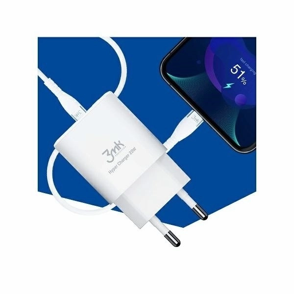 Nabíječka 20W 1xUSB-C +USB-A PD QC bez kabelu Bílá