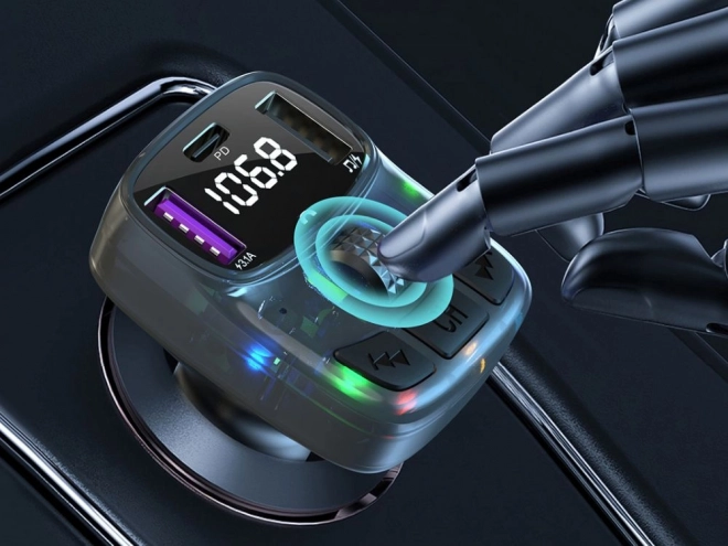 Multifunkční automobilový FM transmitter s rychlonabíjením