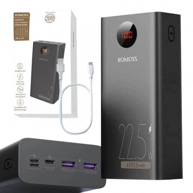 Powerbanka Romoss PEA40PF 40000mAh, 22,5W (černá)