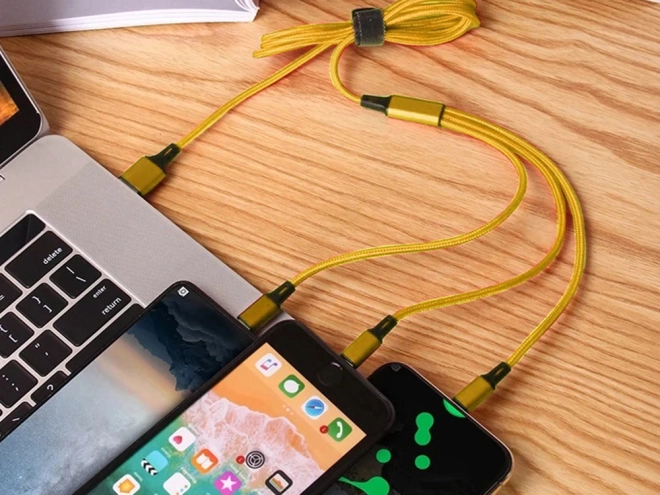 3v1 usb kabel za telefon lightning kabel iphone micro usb tip-c 1,2 m – Žlutý