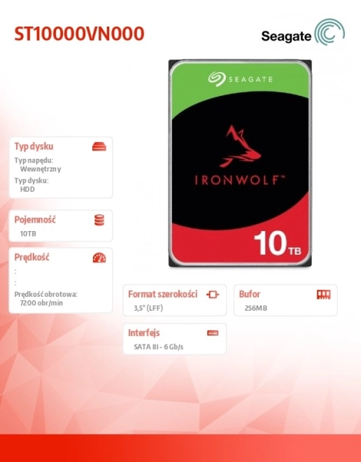 Disk IronWolf 10TB 3,5 256MB ST10000VN000