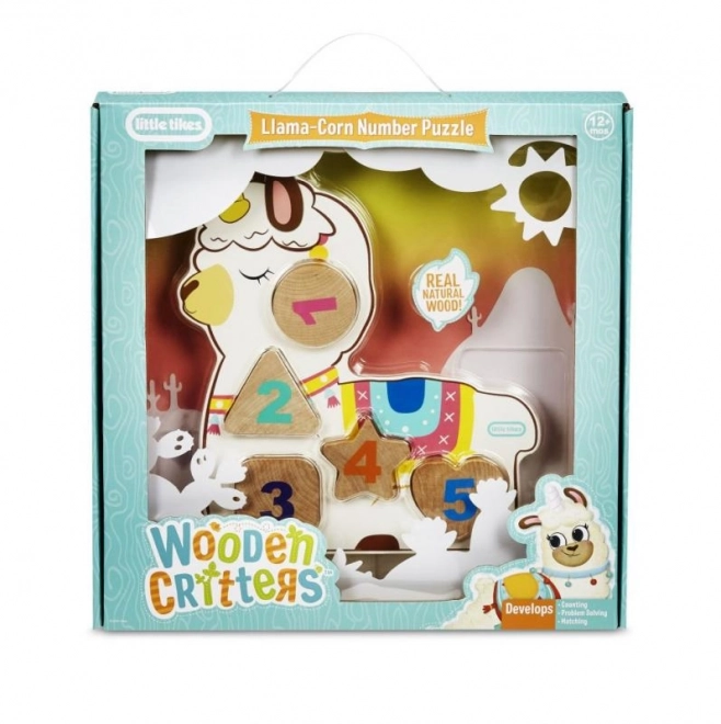 Little Tikes Dřevěné puzzle s čísly - Jednorožec, Dinosaurus, Lama