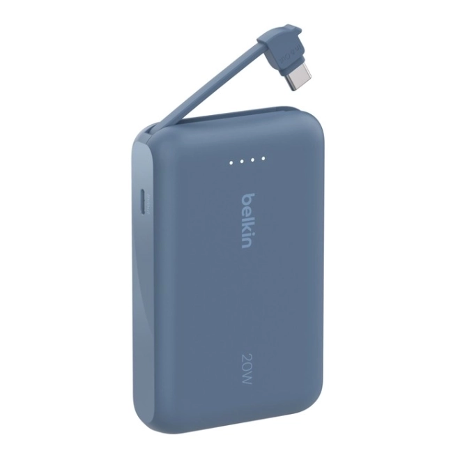 Powerbanka BoostCharge s vestavěným kabelem a portem-C 10000 mAh 20W modrá