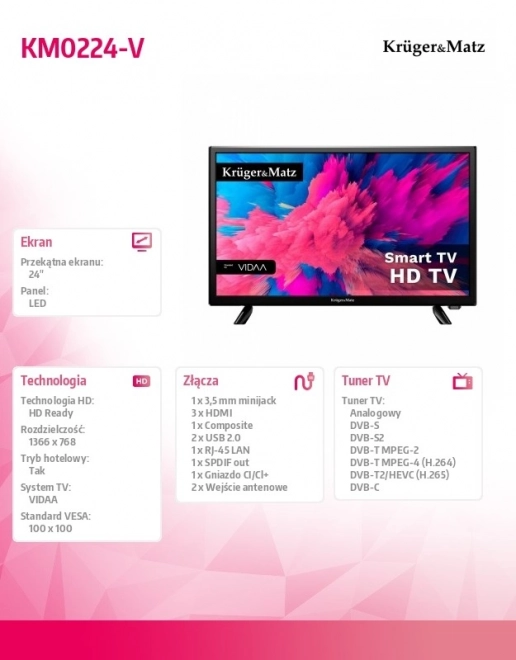 Chytrá televize 24 palců VIDAA s DVB-T2