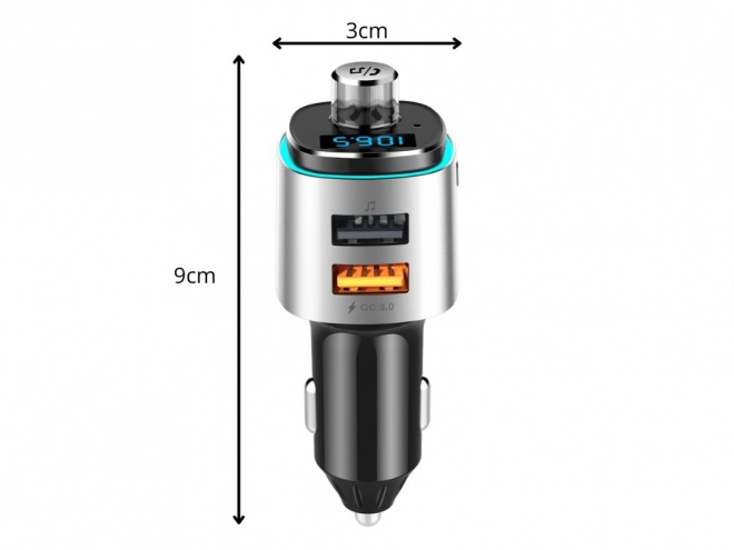 Bluetooth FM vysílač s rychlonabíječkou 2x USB a osvětlením