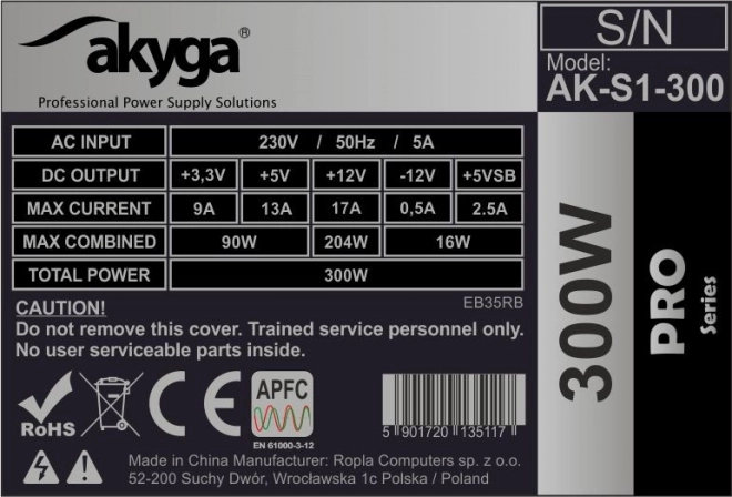 Akyga SFX Napájecí Zdroj 300W