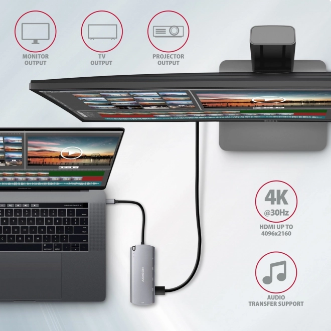 Wieloportový USB-C hub 3.2 Gen 1 AXAGON