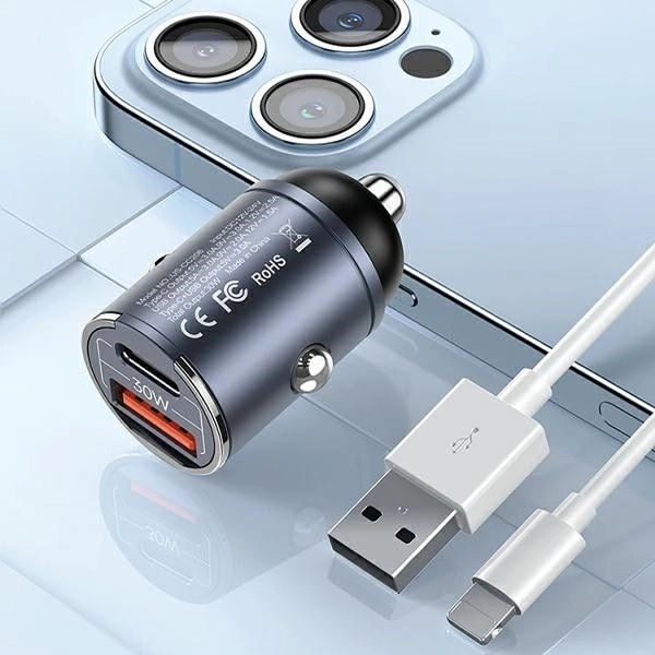 Autonabíječka 30W 1xUSB+1xUSB-C Fast Charge
