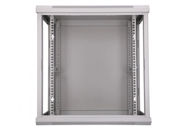 Nástěnná rack skříň 12U 600×450, šedá, prosklené dveře EXTRALINK