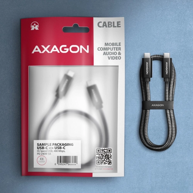 BUCM2-CM30AB USB-C - Kabel USB-C, 3,0 m, 5A nabíjení, ALU, 240W PD, opletený, USB2.0