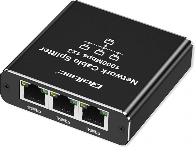 Ethernet rozdělovač mini switch 1x3 RJ45 1000Mb/s USB-C hliníkový