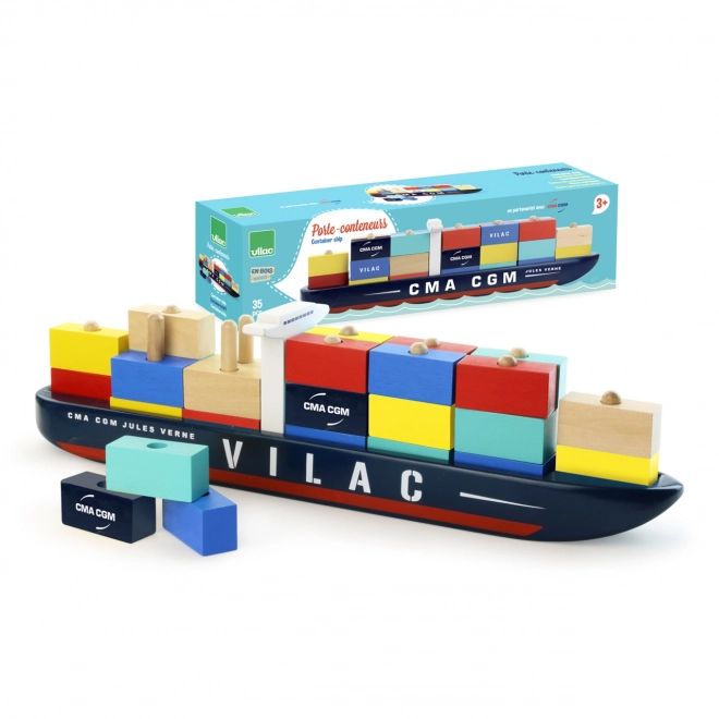 Vilac Dřevěná skládačka kontejnerová loď CMA CGM Jules Verne