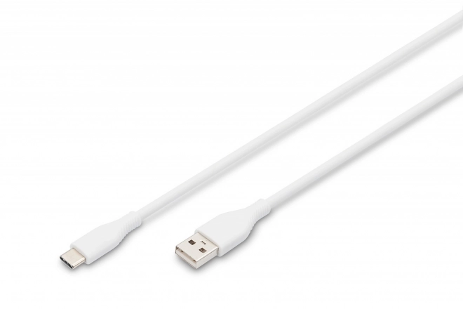 Silikonový napájecí kabel USB-A - USB-C, USB 2.0 60W, 1m, bílý