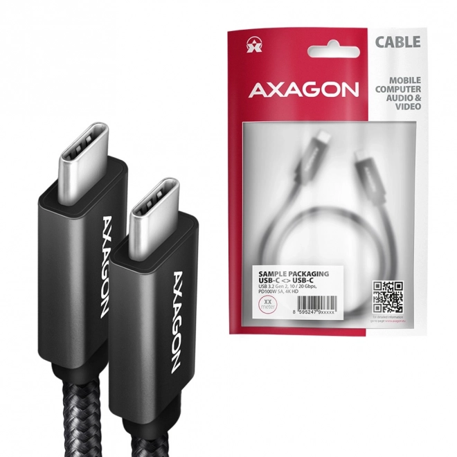 BUCM32-CM15A USB-C - kabel USB-C 3.2 Gen 2, 1,5 m, PD 100W, 5A, 4K HD, ALU, opletený, černý