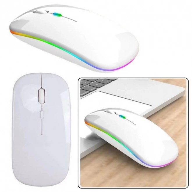 Bílá bezdrátová ergonomická myš