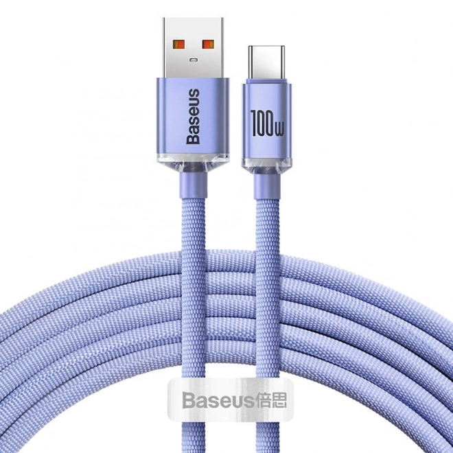 Baseus Crystal Shine kabel USB na USB-C, 5A, 1,2 m (fialový)