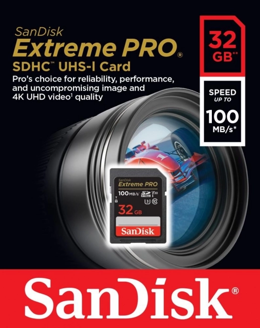 Paměťová karta SANDISK EXTREME PRO SDHC 32GB 100/90 MB/s UHS-I U3 (SDSDXXO-032G-GN4IN)