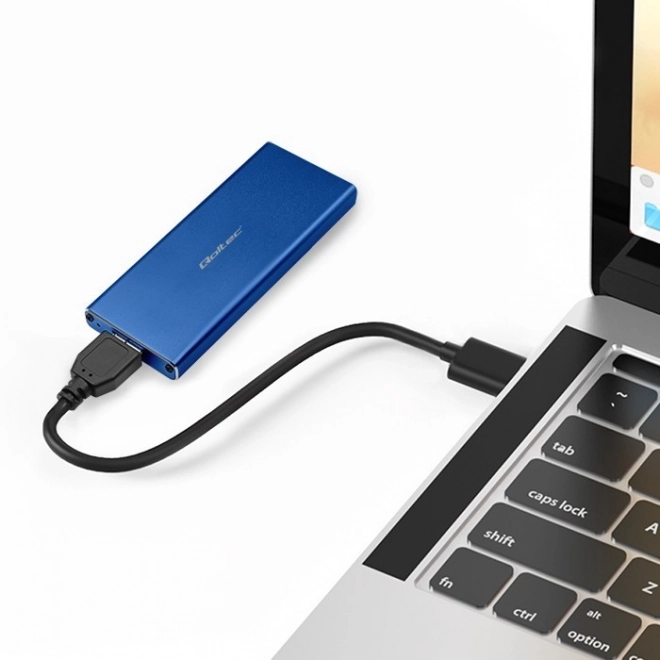 Skříň | Šachta pro disk M.2 SSD | SATA | NGFF | USB 3.0 | Superspeed 5Gb/s | 2TB | Modrá