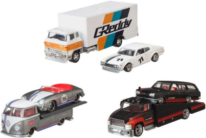 Tahač a závodní autíčko Hot Wheels