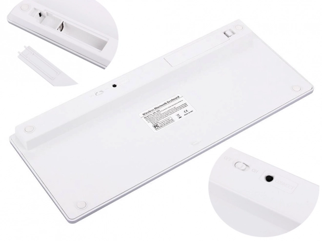 Bezdrátová klávesnice Bluetooth pro PC ipad mac malá štíhlá nízkoprofilová – Bílá