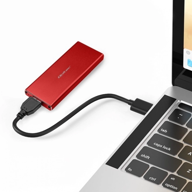 Skříň | Šachta pro disk M.2 SSD | SATA | NGFF | USB 3.0 | Superspeed 5Gb/s | 2TB | Červená barva