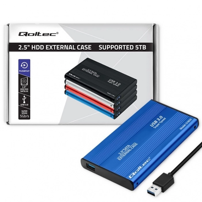 Externí pouzdro na HDD/SSD 2.5" SATA3 USB 3.0 Modré