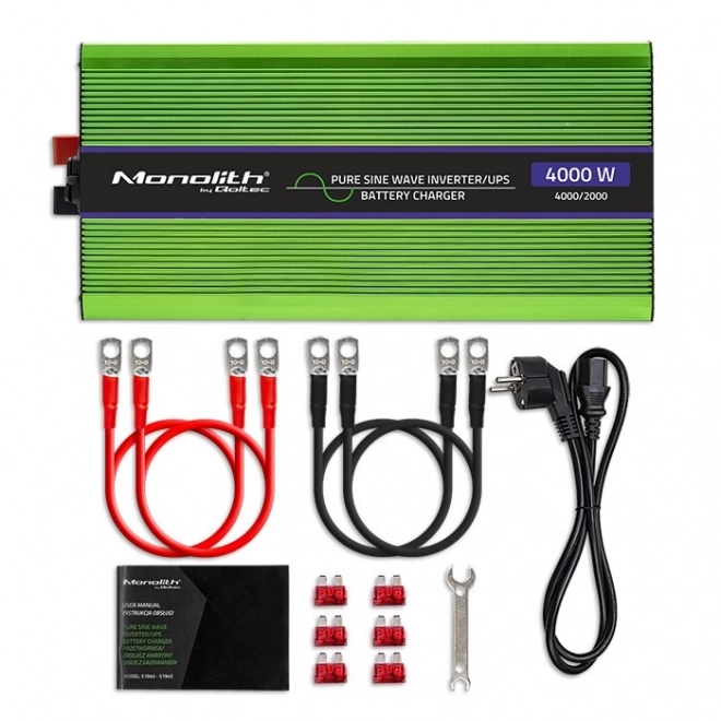 Monolitický měnič napětí | nabíjení baterií | UPS | 2000W | 4000W | 12V na 230V | čistá sinusoida | LCD displej