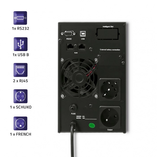 Záložní zdroj UPS online čistá sinusová vlna 1KVA 800W LCD USB