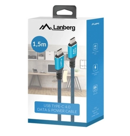 Lanberg usb-c kabel 1,5m černo-modrý