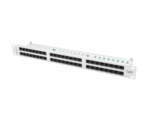 Patch panel 48 portů 1U kat.6 šedý