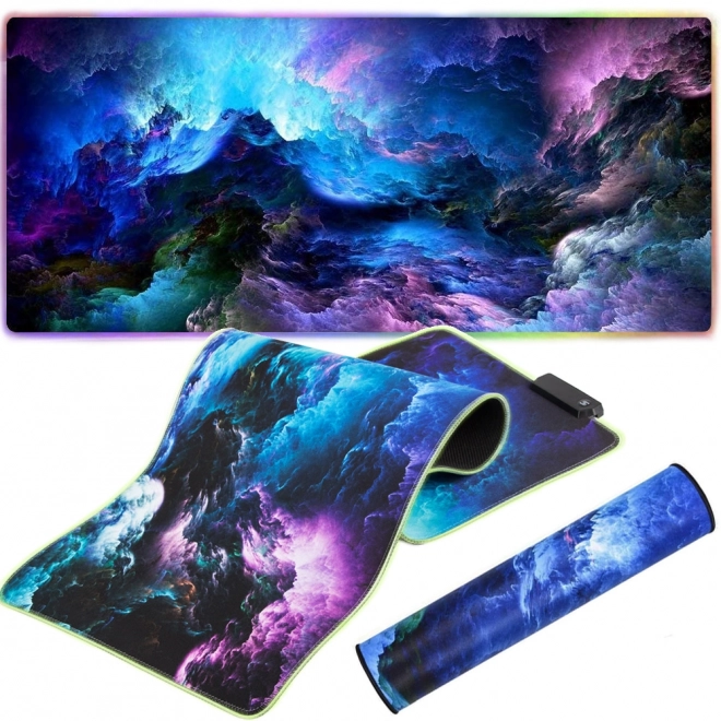 Herní podložka pod myš s RGB podsvícením 800 × 300 mm