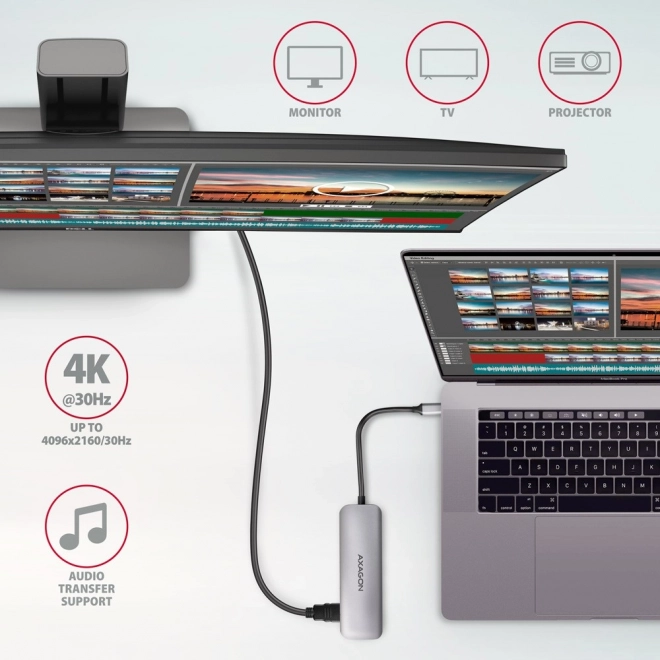 HMC-HCR3A Víceportový rozbočovač 3x USB-A + HDMI + SD/microSD, USB-C 3.2 Gen1, 20cm kabel USB-C