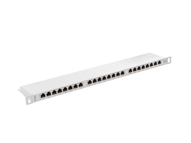 Patch panel šedý 24 portů 0,5U RJ-45 Kat.6
