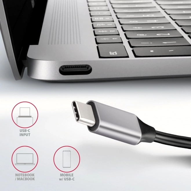 HMC-6H4A Víceportový rozbočovač 4x USB-A + HDMI, USB-C 3.2 Gen 1, PD 100W, 20cm kabel USB-C