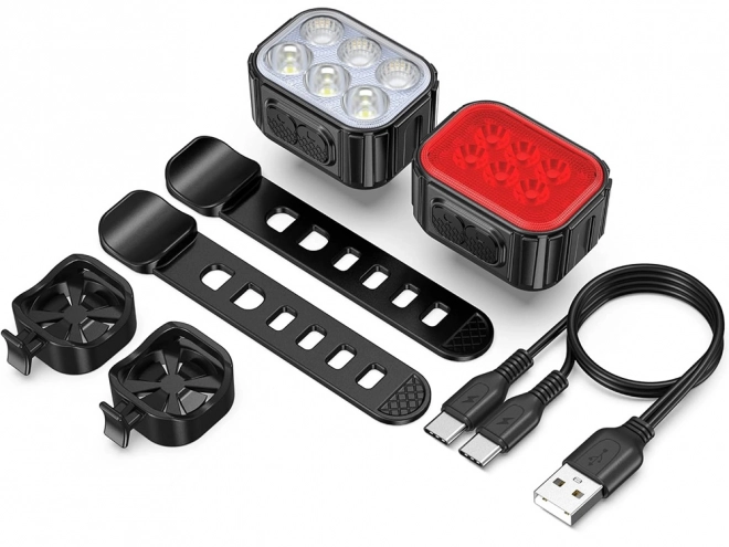 LED světla na kolo přední a zadní sada USB dobíjecí