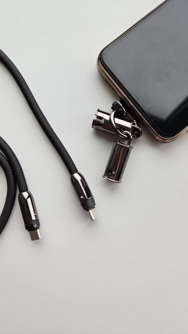 Kabel USB C smyčka 2v1 černý