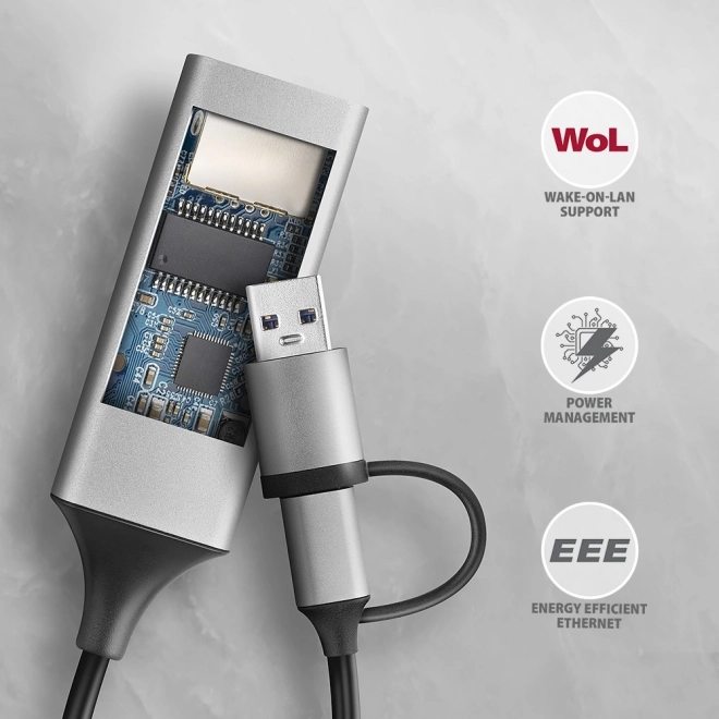ADE-TXCA Gigabitový ethernetový adaptér, USB-C (redukce USB-A) 3.2 Gen 1, automatická instalace