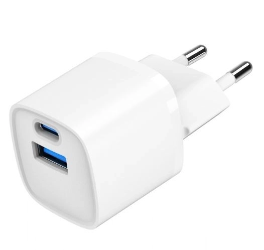USB-A USB-C 20W PD QC3.0 mini-nabíječka bílá