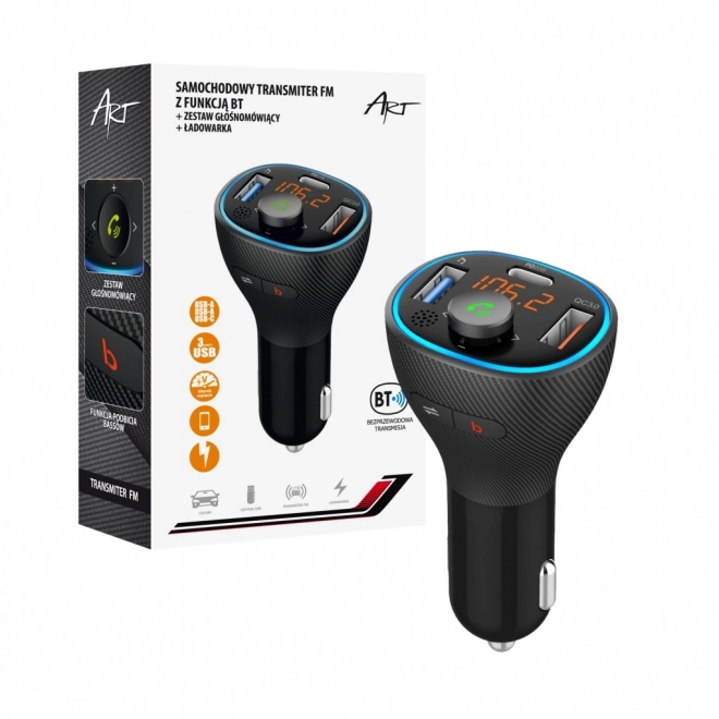 FM MP3 transmitter do auta s funkcí BT, USB LCD FM-73 QC3.0