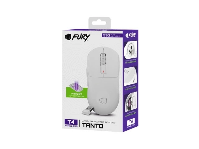 Bezdrátová herní myš Fury Tanto T4 RGB bílá