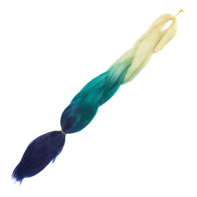 Syntetické ombré vlasy – Blond-zelené-modré