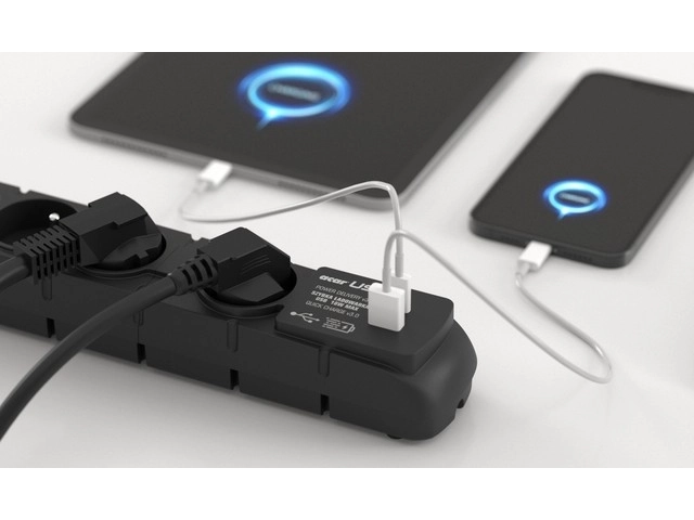 Napájecí lišta S6 USB A+C 3M 6X 230V PD3.0 QC černá
