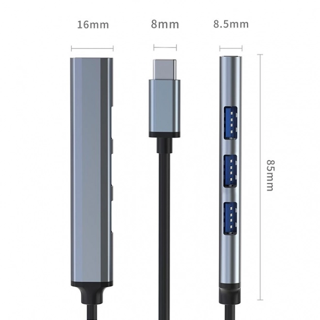 HUB adaptér USB-C 3.1 4v1 | USB 3.0 | 3x USB 2.0