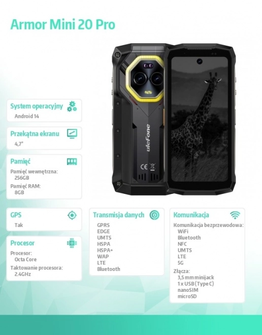 Smartphone Armor Mini 20 Pro 4G 256GB černý