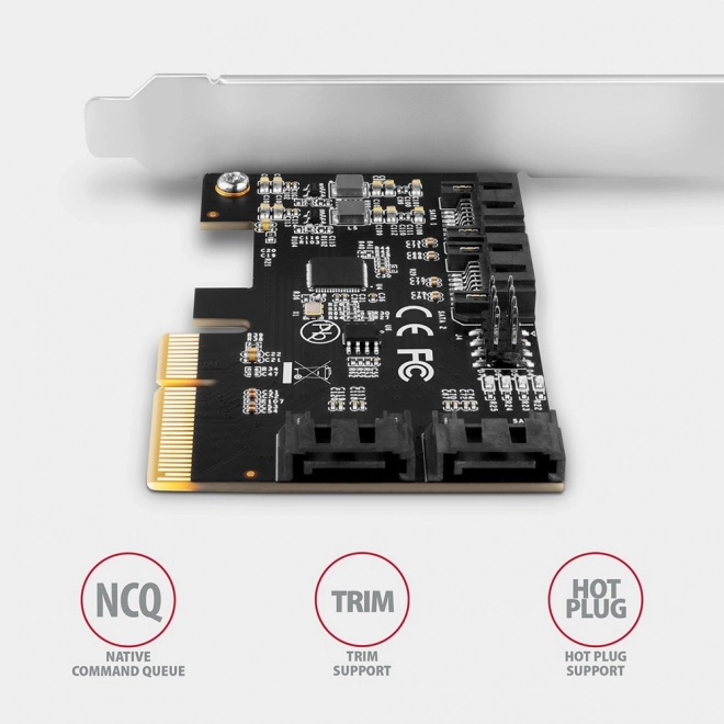PCES-SA4X4 řadič PCIe 4x interní port SATA 6G, ASM1164, SP & LP
